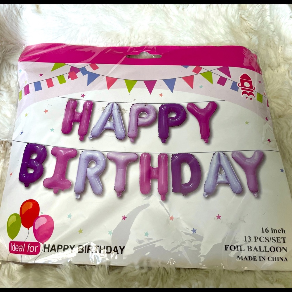 Happy Birthday foil balloons banner